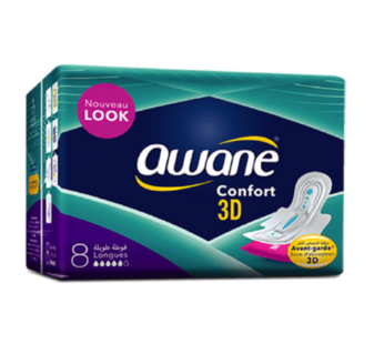Serviettes Hygiéniques Awane Confort 3D – Longues – 8pcs