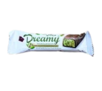 Barre de chocolat Dreamy – Chocolat au lait, crème et éclats de pistaches – 37g