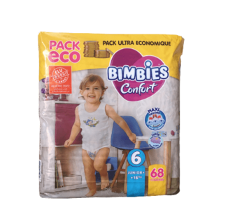 Couches Bébés BIMBIES -CONFORT JUNIOR – 68 pcs