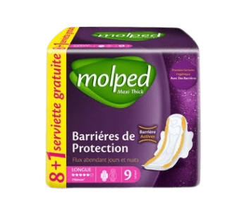 Serviettes Hygiéniques Molped – Maxi thick- barrière de protection- Longue- 8pcs